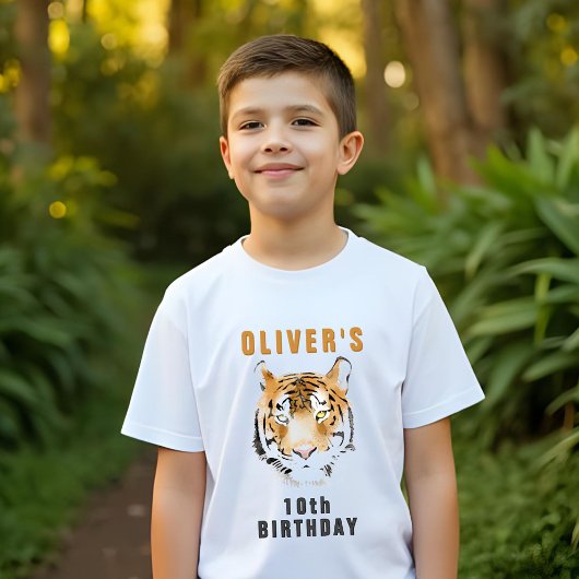 Tiger Head Naam Verjaardagsfeest Gast van Eer T-shirt