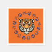 Tiger Head Napkin Sinaasappel & Blue Servet (Voorkant)