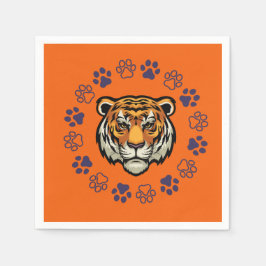 Tiger Head Napkin Sinaasappel & Blue Servet