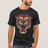 Tiger Head Old School Tattoo Stijl T-shirt (Voorkant)