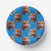 Tiger Head Pattern Design Blue  Papieren Kommen (Voorkant)