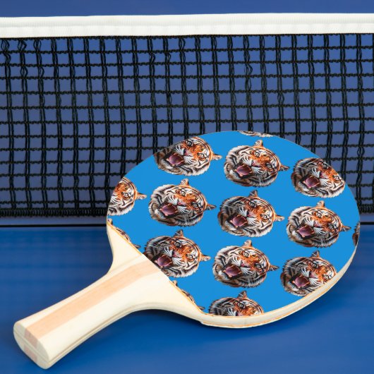 Tiger Head Pattern Design Blue  Tafeltennisbatje (Insitu)