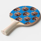 Tiger Head Pattern Design Blue  Tafeltennisbatje (Voorkant Gekanteld)
