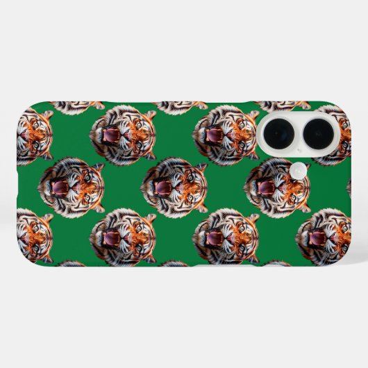 Tiger Head Pattern Design Green  Case-Mate iPhone Case (Achterkant (horizontaal))