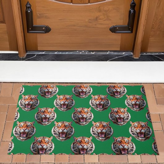 Tiger Head Pattern Design Green  Deurmat