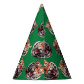 Tiger Head Pattern Design Green  Feesthoedjes (Achterkant)