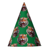 Tiger Head Pattern Design Green  Feesthoedjes (Voorkant)