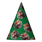 Tiger Head Pattern Design Green  Feesthoedjes (Links)