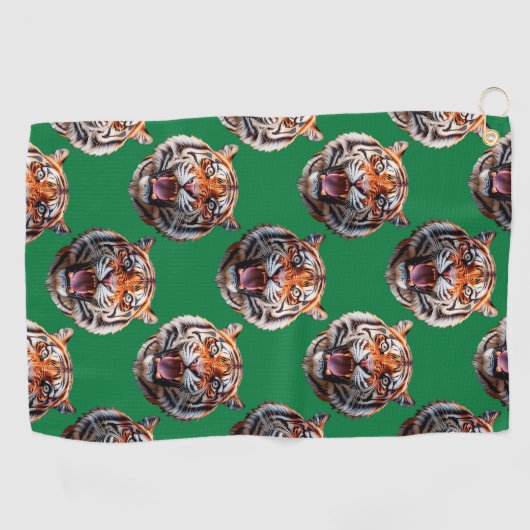 Tiger Head Pattern Design Green  Golfhanddoek (Horizontaal)