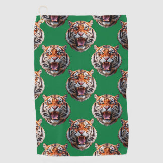 Tiger Head Pattern Design Green  Golfhanddoek
