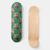 Tiger Head Pattern Design Green  Persoonlijk Skateboard (Voorkant)