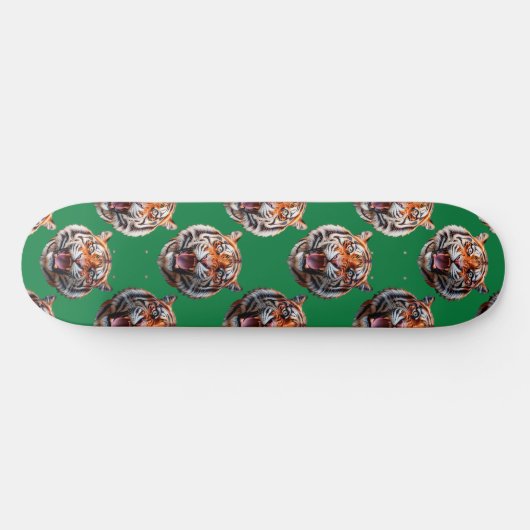 Tiger Head Pattern Design Green  Persoonlijk Skateboard (Horizontaal)