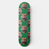 Tiger Head Pattern Design Green  Persoonlijk Skateboard (Voorkant)