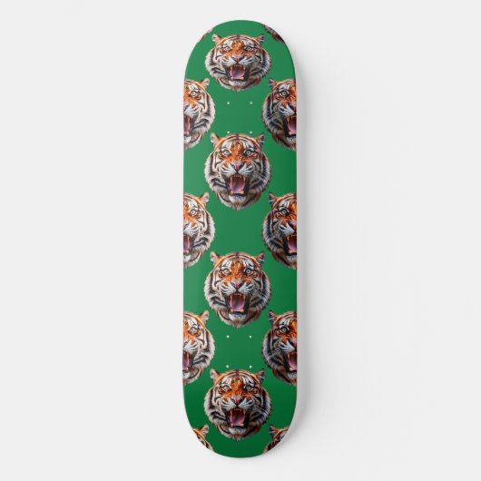 Tiger Head Pattern Design Green  Persoonlijk Skateboard (Voorkant)