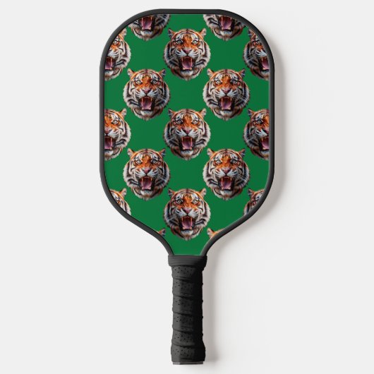 Tiger Head Pattern Design Green  Pickleball Paddle (Voorkant)