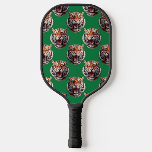 Tiger Head Pattern Design Green  Pickleball Paddle (Achterkant)