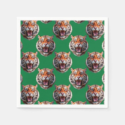 Tiger Head Pattern Design Green Servet (Voorkant)