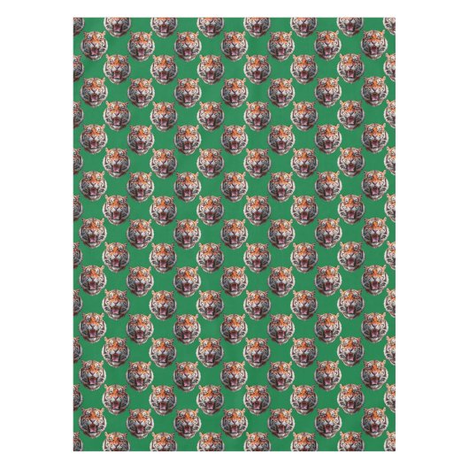 Tiger Head Pattern Design Green  Tafelkleed (Voorkant)