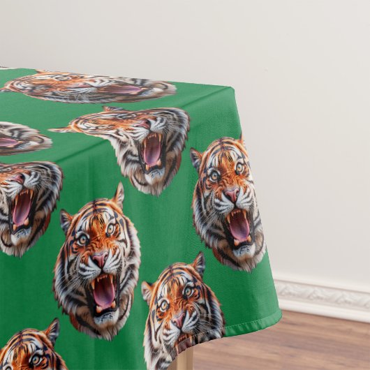 Tiger Head Pattern Design Green  Tafelkleed