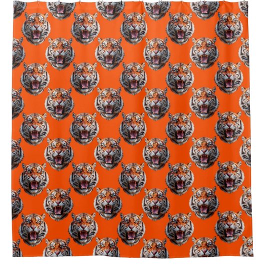 Tiger Head Pattern Design Orange  Douchegordijn (Voorkant)