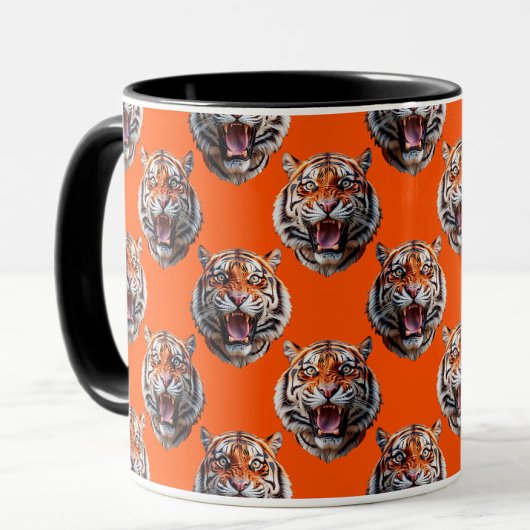 Tiger Head Pattern Design Orange Mok