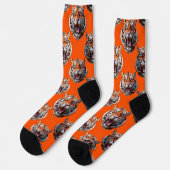 Tiger Head Pattern Design Orange  Sokken (Links)