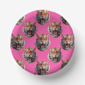 Tiger Head Pattern Design Pink Papieren Kommen (Voorkant)
