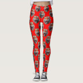 Tiger Head Pattern Design Red Leggings (Voorkant)