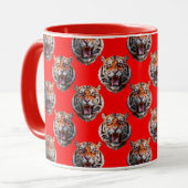 Tiger Head Pattern Design Red Mok