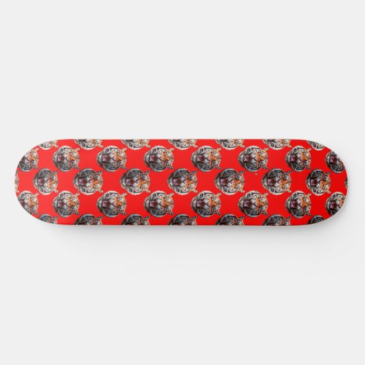 Tiger Head Pattern Design Red Persoonlijk Skateboard (Horizontaal)