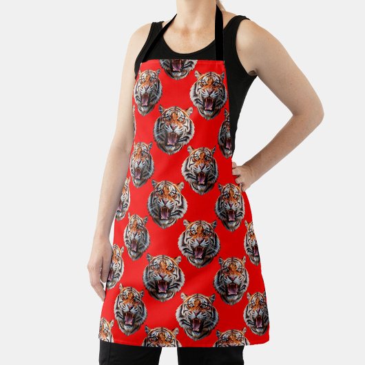 Tiger Head Pattern Design Red Schort
