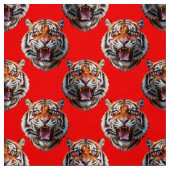 Tiger Head Pattern Design Red Stof (Swatch)