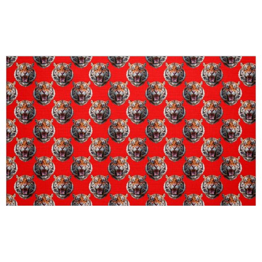 Tiger Head Pattern Design Red Stof (Fat Quarter)