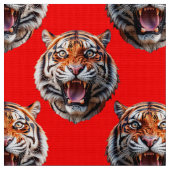 Tiger Head Pattern Design Red Stof (Close Up)