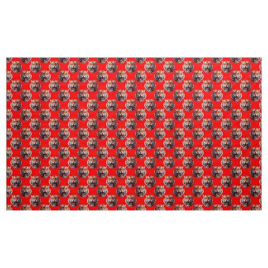 Tiger Head Pattern Design Red Stof (Yard (91,4 cm))