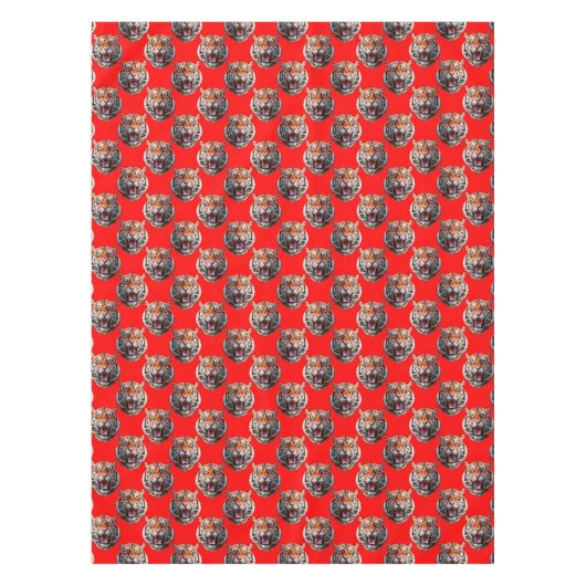 Tiger Head Pattern Design Red Tafelkleed (Voorkant)