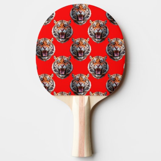 Tiger Head Pattern Design Red Tafeltennisbatje (Achterkant)