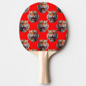 Tiger Head Pattern Design Red Tafeltennisbatje (Voorkant)