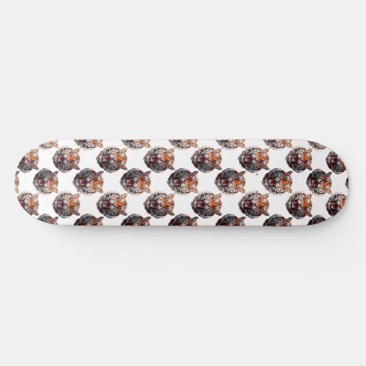 Tiger Head Pattern Design - White   Persoonlijk Skateboard (Horizontaal)