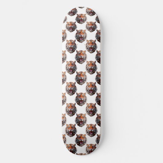 Tiger Head Pattern Design - White Persoonlijk Skateboard (Voorkant)