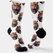 Tiger Head Pattern Design - White Sokken