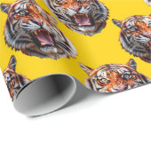 Tiger Head Pattern Design Yellow  Cadeaupapier (Rol Hoek)