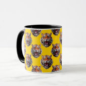 Tiger Head Pattern Design Yellow  Mok (Voorkant links)