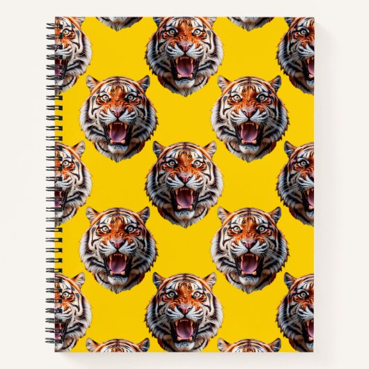Tiger Head Pattern Design Yellow  Notitieboek (Voorkant)