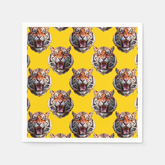 Tiger Head Pattern Design Yellow  Servet (Voorkant)