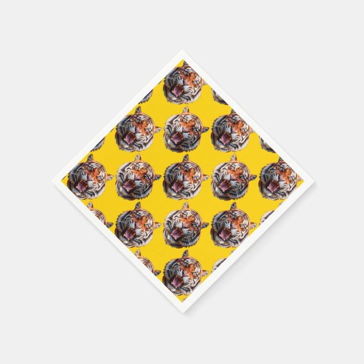 Tiger Head Pattern Design Yellow  Servet (Hoek)