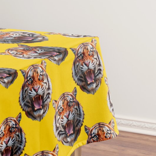 Tiger Head Pattern Design Yellow  Tafelkleed