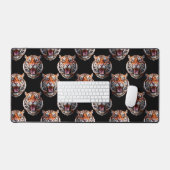 Tiger Head Pattern Design - Zwart Bureaumat (Keyboard & Muis)