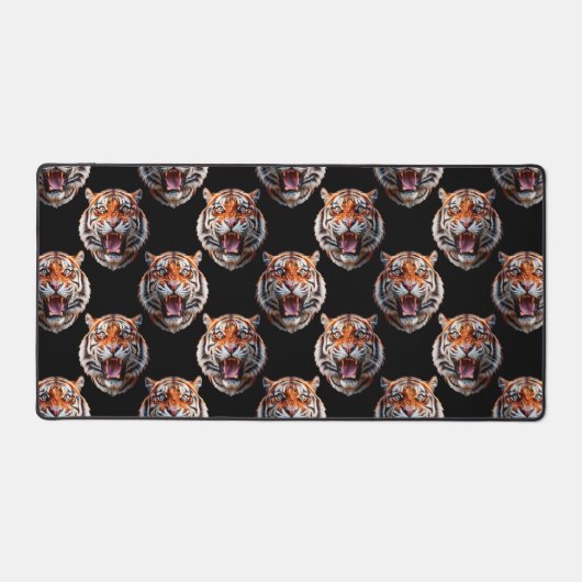 Tiger Head Pattern Design - Zwart Bureaumat (Voorkant)