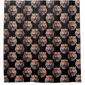 Tiger Head Pattern Design - Zwart Douchegordijn (Voorkant)
